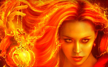 On fire, face, fantasy, fire, woman HD wallpaper