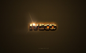 Iveco golden logo, artwork, brown metal background, Iveco emblem, creative, Iveco logo, brands, Iveco HD wallpaper