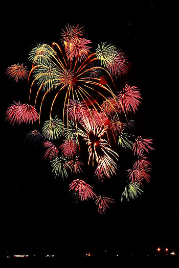 Fireworks, night, colorful sky HD phone wallpaper