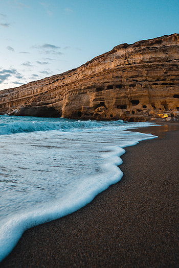Nature, Sea, Waves, Beach, Sand, Rocks, Coast HD phone wallpaper