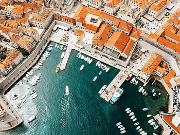 Dubrovnik port, Historical houses, Croatia beach HD wallpaper