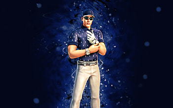 Putt Pursuer, , blue neon lights, Fortnite Battle Royale, Fortnite characters, Putt Pursuer Skin, Fortnite, Putt Pursuer Fortnite HD wallpaper