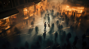 Person Standing Still In A Fast Moving Crowd, alone, artist, artwork, digital-art HD wallpaper
