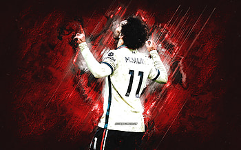 Mohamed Salah, Egyptian footballer, Liverpool FC, premier league, grunge art, red stone background, Salah Liverpool, football HD wallpaper