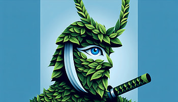 Leafy Knight Illustration, samurai, nature, leaf, illustration, artistic HD wallpaper