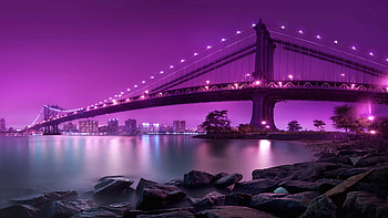 Manhattan Bridge, night, architecture, new york city, east river HD wallpaper