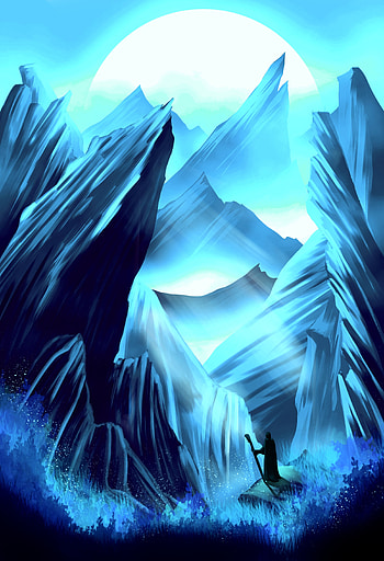 Art, Mountains, Rocks, Silhouette, Journey HD phone wallpaper