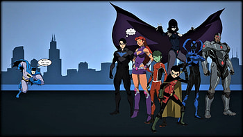 Teen Titans Batman, backgrounds, cyborg, nexus, beast boy, starfire, raven, cartoons, teen titans, anime, 1920x1080 only, super heroes, batman, , robin HD wallpaper
