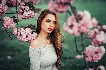 Long Hair Blonde Girl Flowers , blonde, girls, model HD wallpaper