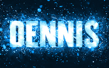 Happy Birtay Dennis, , blue neon lights, Dennis name, creative, Dennis Happy Birtay, Dennis Birtay, popular american male names, with Dennis name, Dennis HD wallpaper