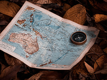 Map and compass, Autumn leaves, Travel inspiration HD wallpaper