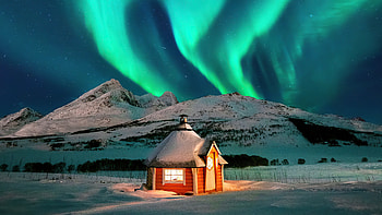 House Near Aurora , northern-lights, nature, aurora, sky HD wallpaper