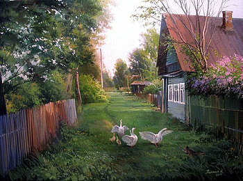 Vyacheslav executioners. Country battle, painting, art, vyacheslav, farm, grass HD wallpaper