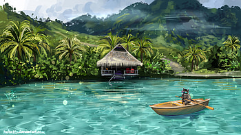 Funny, Water, Art, Boat, Raccoon HD wallpaper