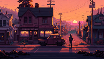 Embracing Nostalgia As Sunset Paints The Boulevard, alone, artist, artwork, digital-art HD wallpaper