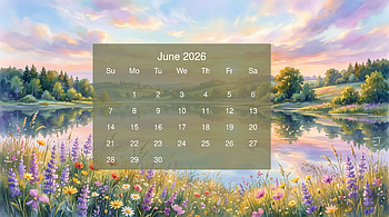 June 2026 Calendar - Lakeside Meadow, June 2026 Calendar HD wallpaper