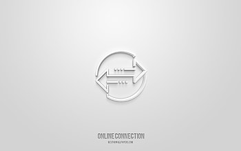 Online Connection 3d icon, white background, 3d symbols, Online Connection, technology icons, 3d icons, Online Connection sign, technology 3d icons HD wallpaper