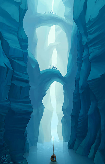 Rivers, Art, Boat, Cave HD phone wallpaper