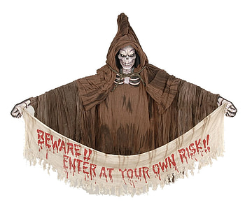 BEWARE REAPER, scary, brown, banner, abstract, skeleton, reaper HD wallpaper