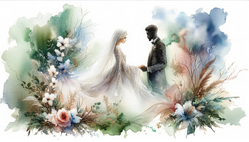 Enchanted Wedding Bliss, marriage, wedding, couple, romance, watercolor HD wallpaper
