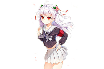 White, red eyes, anime girl, cute HD wallpaper