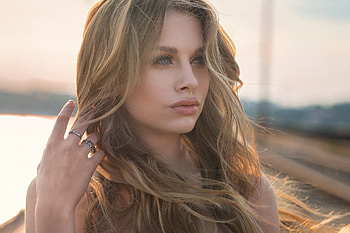Blonde, woman, long hair, model HD wallpaper