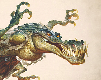Werelizard, art, fantasy, creature, justin gerard HD wallpaper