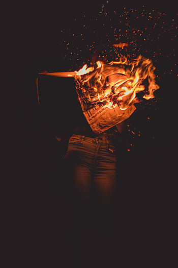 Fire, Dark, Sparks, Newspaper HD phone wallpaper