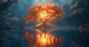 AI Dreamscape: Luminous Tree, AI Art, tree HD wallpaper