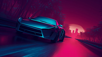Car Runaway, cars, artist, artwork, digital-art, behance, retrowave, road HD wallpaper