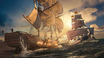 Assassin's Creed: Black Flag Resynced — Pirate Sea War, Video Game, Assassin's Creed Black Flag Resynced, Pirate Ship HD wallpaper