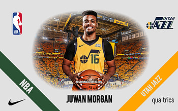 Juwan Morgan, Utah Jazz, American Basketball Player, NBA, portrait, USA, basketball, Vivint Arena, Utah Jazz logo HD wallpaper