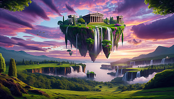 Mystical Flying Island, flying island, fantasy, floating island, waterfall, landscape, fantasy landscape HD wallpaper