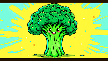Happy Broccoli: A Vibrant Ultra, broccoli, cartoon, cute, vegetable, illustration HD wallpaper
