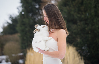 Girl With Rabbit , girls, model, rabbit HD wallpaper