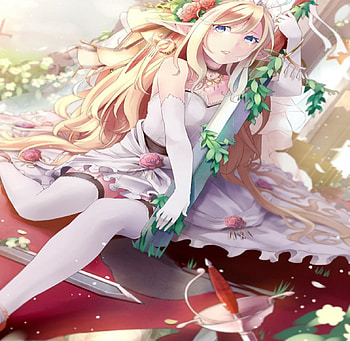 Elfina, rose, orginal, sword, girl, princess, long hair, elf HD wallpaper