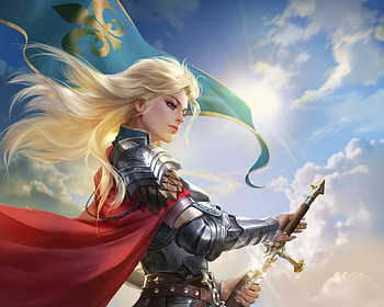 Warrior girl, wind, fantasy, red, cheng huang, girl, warrior, armor HD wallpaper