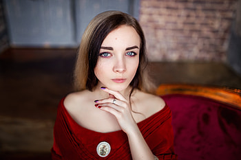 Girl Glowing Eyes Red Dress , girls, model HD wallpaper