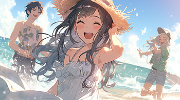 AI Art Anime Beach Day -, Anime, Original, AI Art HD wallpaper
