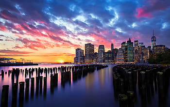 The Hudson River, New York Sunset HD wallpaper