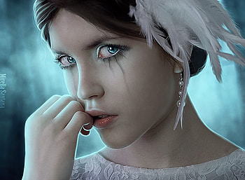swallowed_tears, 3d, fantasy, art, eyes, face, girl HD wallpaper