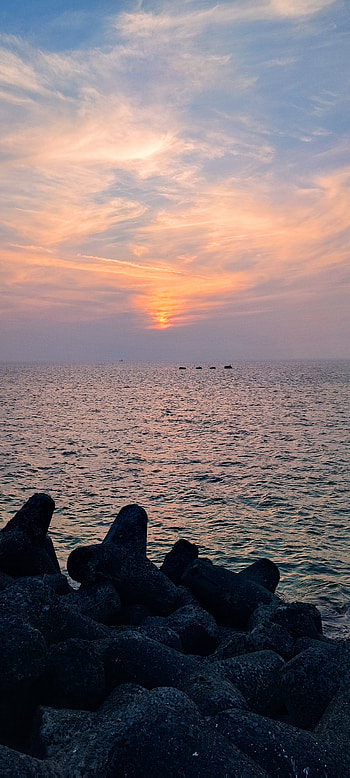 Marine drive, mumbai, marine line, mumbai sea view, sunset, sea HD phone wallpaper