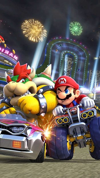 Bowser and Mario, Mario Kart HD phone wallpaper