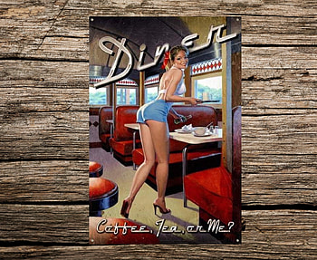 Coffe, Tea, or Me?, american, retro, sign, service, diner, vintage HD wallpaper