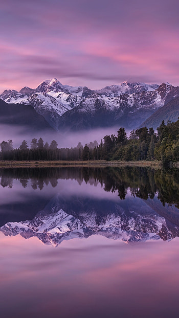 Lake Matheson, New Zealand HD phone wallpaper