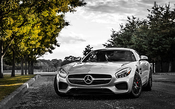 Cars, Front View, Mercedes-Benz, Silver, Silvery, Gt3, C190 HD wallpaper