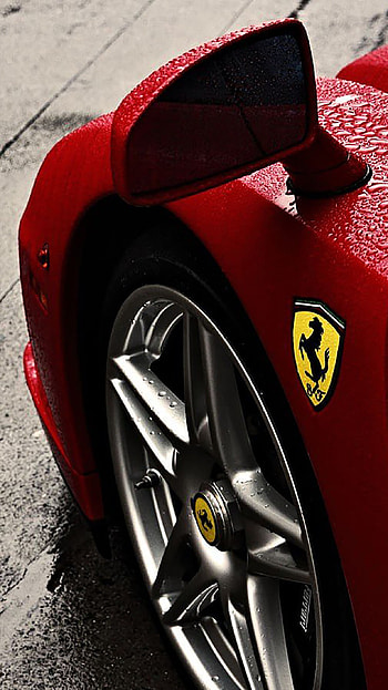 Enzo Ferrari logo, Rain wheel HD phone wallpaper