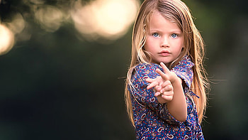 Cute, Little, Girl, graphy, Blonde, Blue, Eyes, Blur, Background, Blue, Dress Cute HD wallpaper