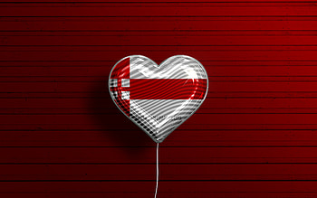 I Love Amersfoort, , realistic balloons, red wooden background, Day of Amersfoort, dutch cities, flag of Amersfoort, Netherlands, balloon with flag, Amersfoort flag, Amersfoort HD wallpaper