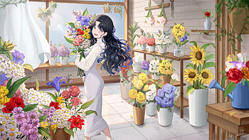 Anime Girl in Bloom: Vibrant Floral Fantasy, Anime, girl, anime girl HD wallpaper